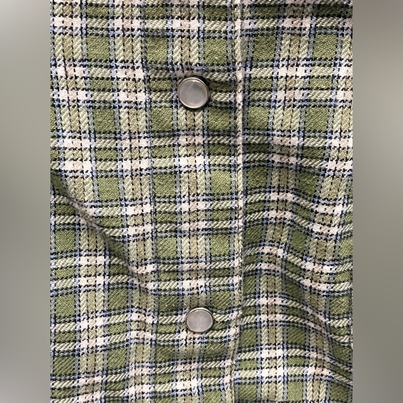 Quizz Green Plaid Button-Up Shirt Jacket 100% cotton size 20 - Picture 4 of 9